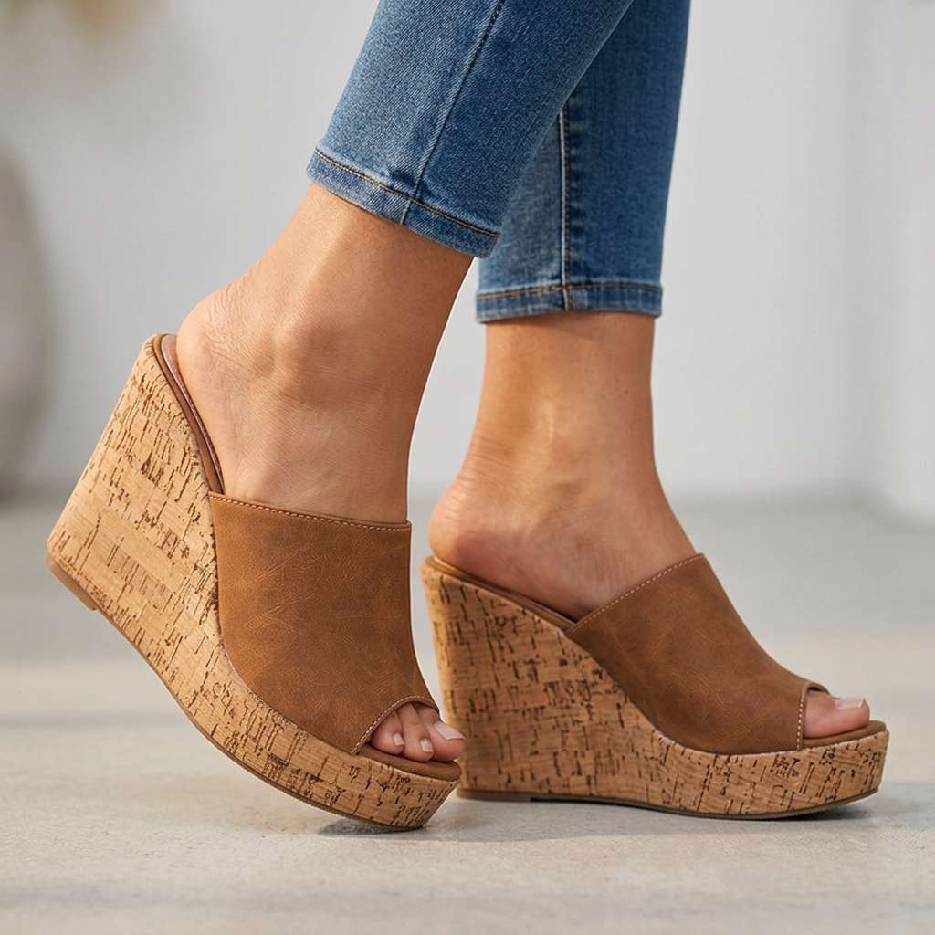 Women's Comfortable Cork Wedge Heels Corvine