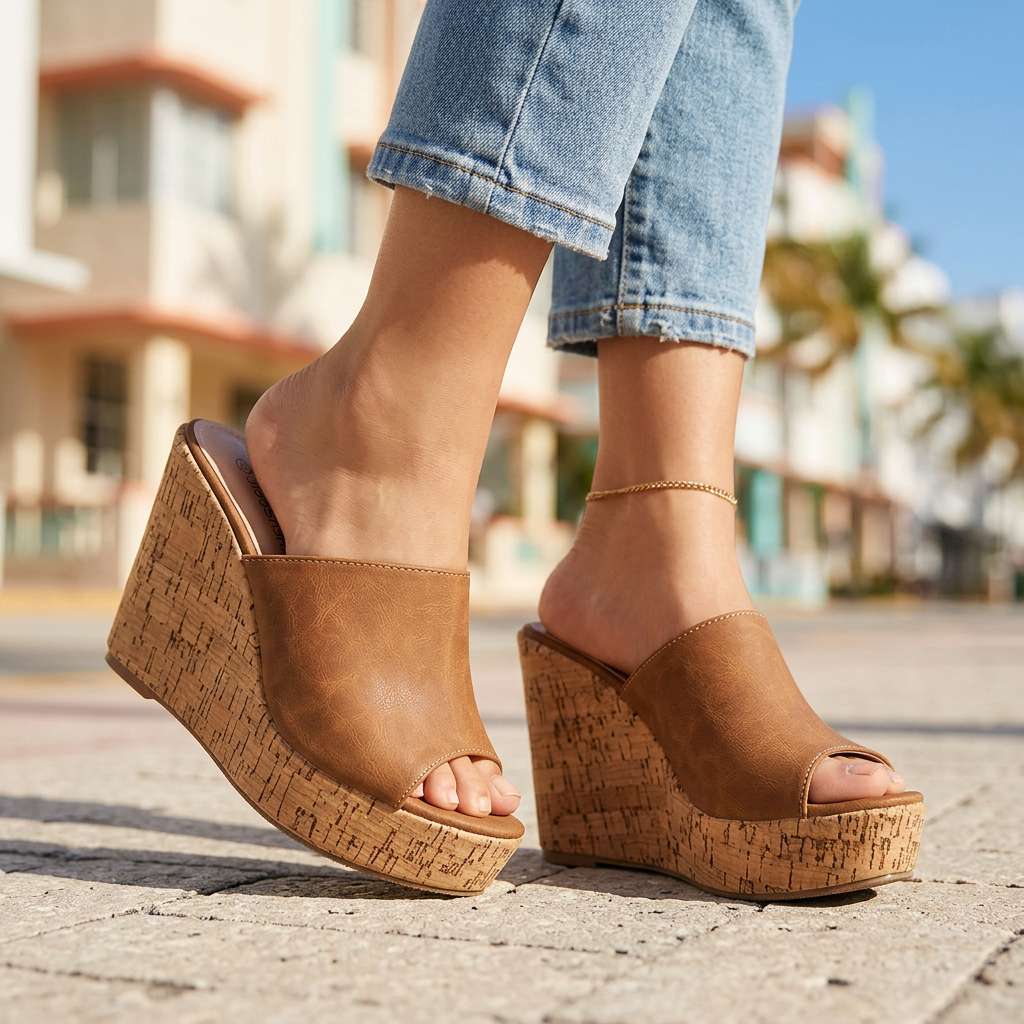 Women's Cork Wedge Heel Sandals Corvine