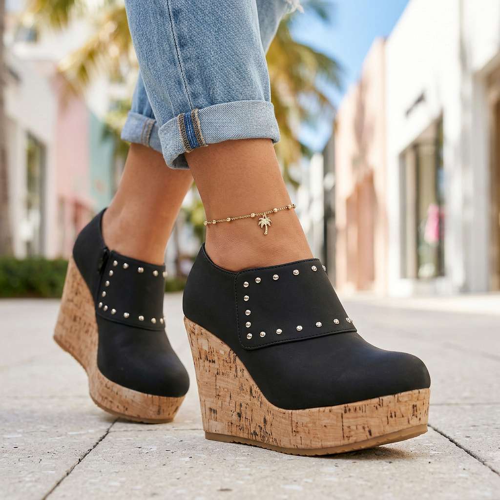 Women's Cork Wedge Heel Shoes Corvine