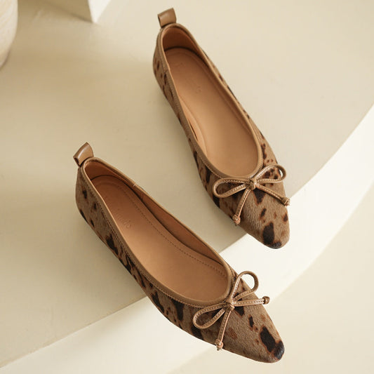 Women's Cow Print Faux Fur Flats Corvine