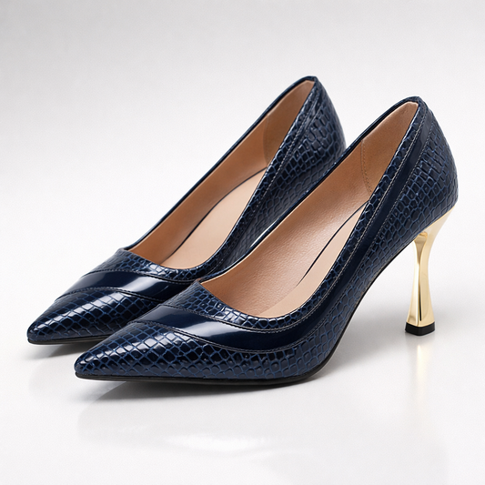 Women's Croc-Embossed Glossy Pointed Toe Heels Corvine