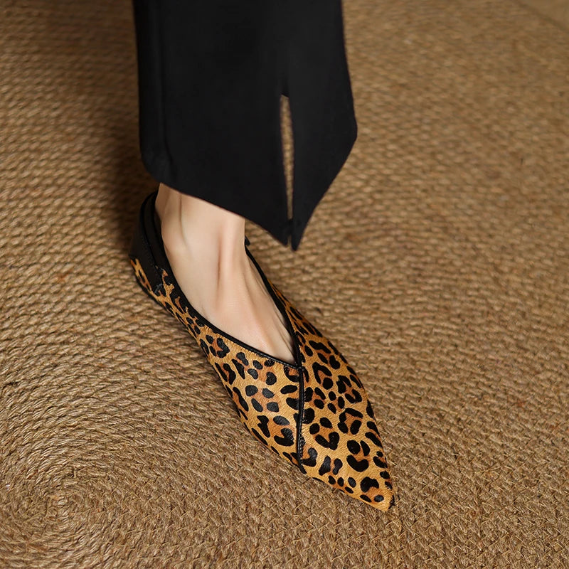 Women's Croc-Embossed Leather Pointed Toe Flats Corvine