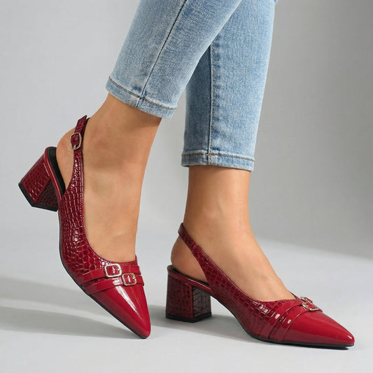 Women's Croc-Embossed Slingback Heels Corvine