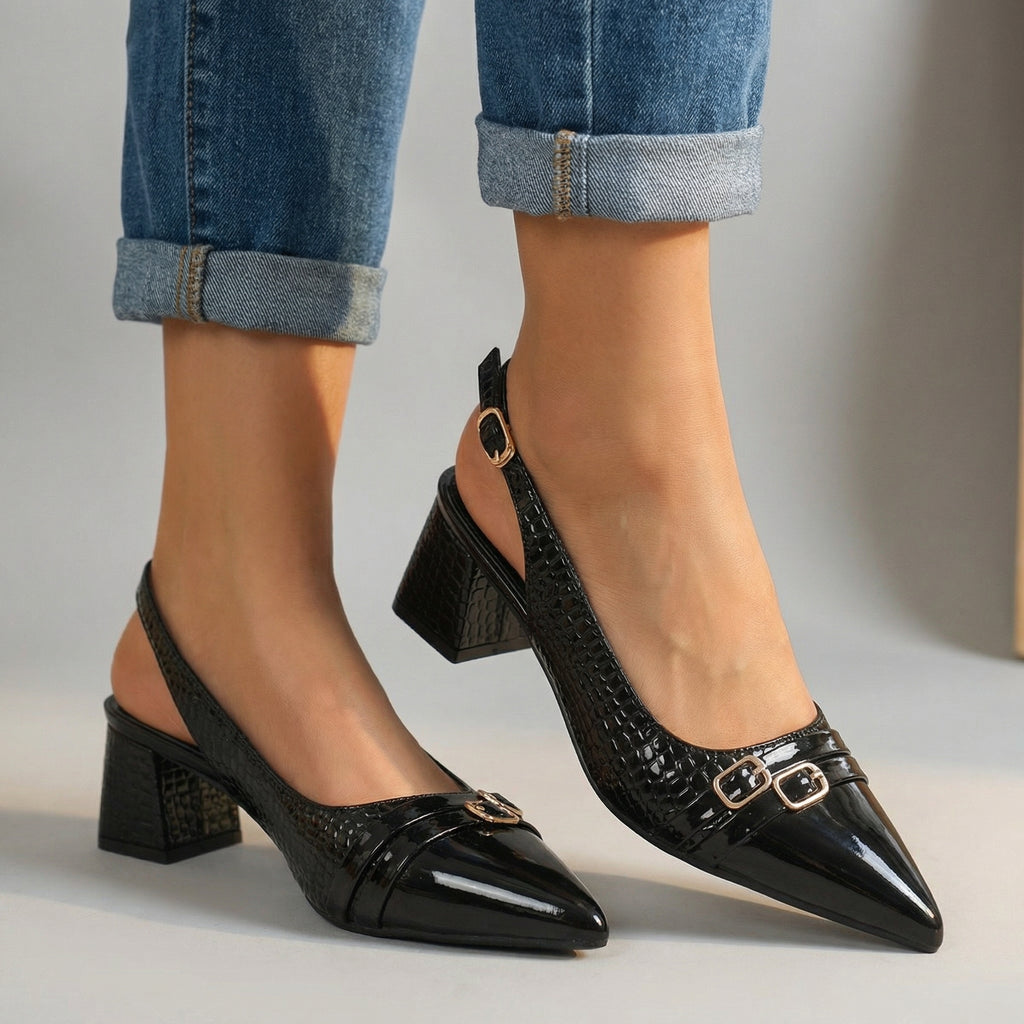 Women's Croc-Embossed Slingback Heels Corvine