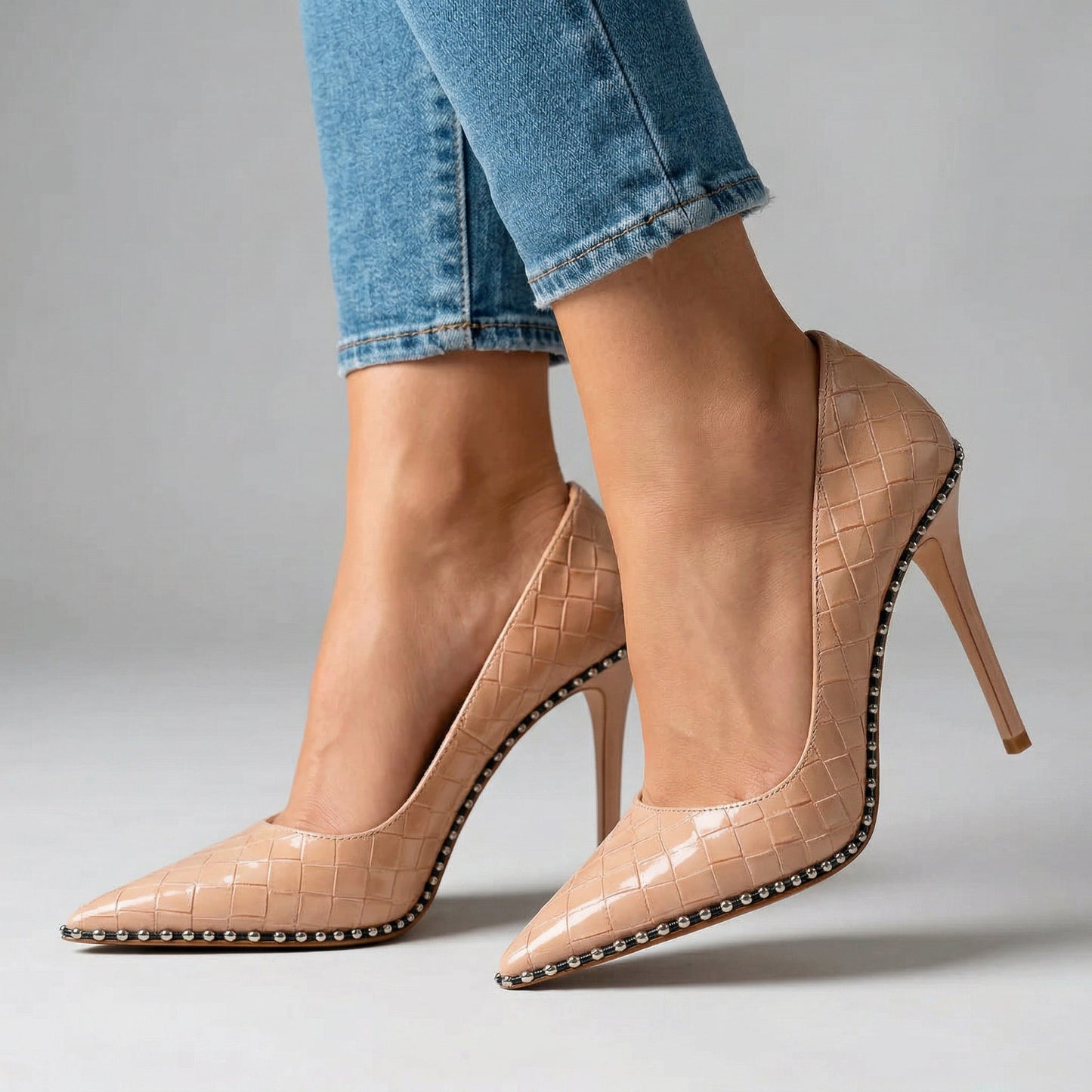 Women's Croc-Patent Heeled Sandals with Cushioned Interior Corvine