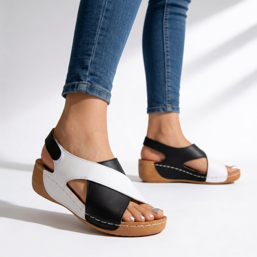 Women's Crossover Colour-Blocked Platform Sandals Corvine