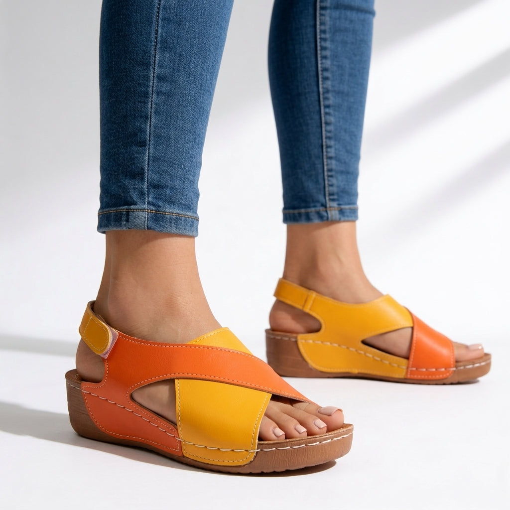 Women's Crossover Colour-Blocked Platform Sandals Corvine