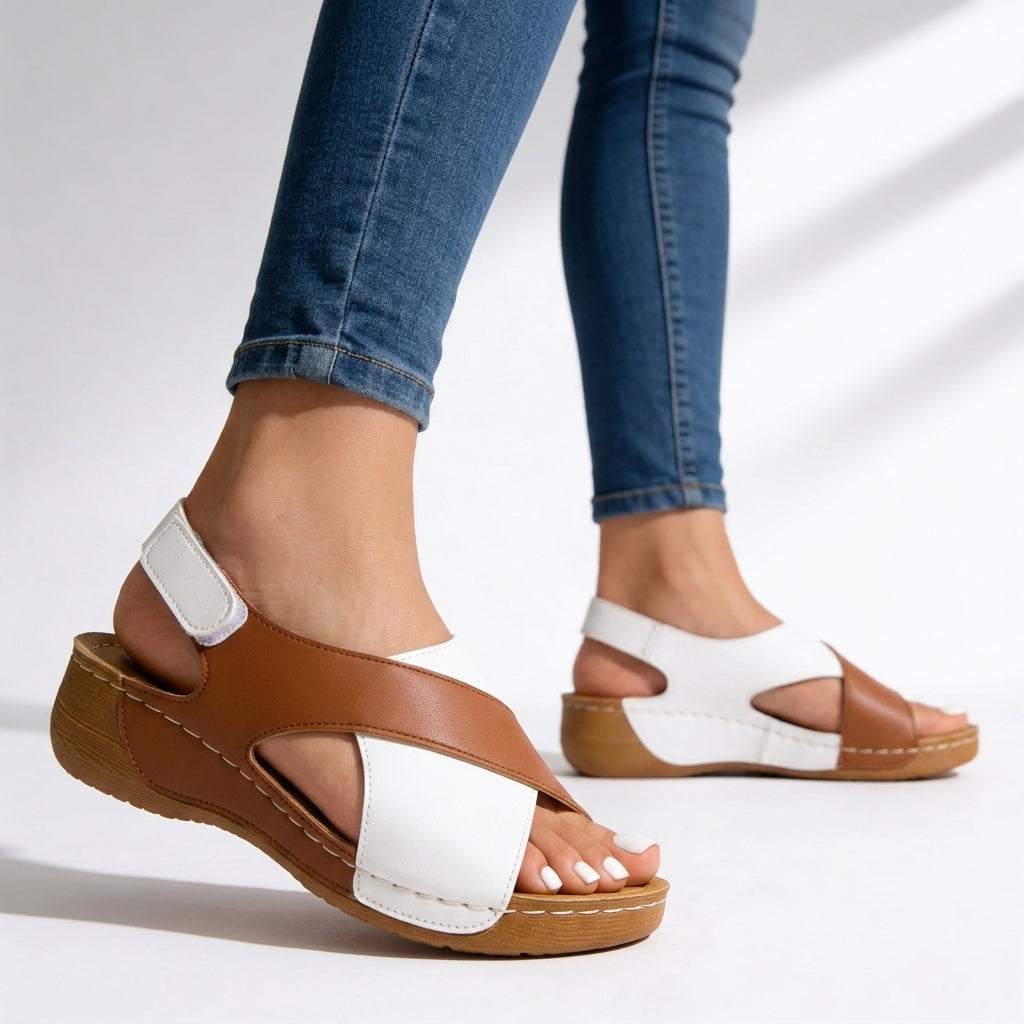 Women's Crossover Colour-Blocked Platform Sandals Corvine