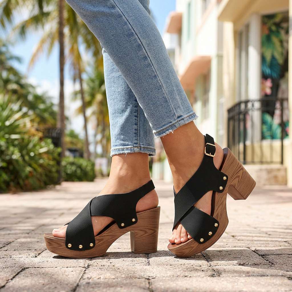 Women's Crossover Design Platform Sandals Corvine