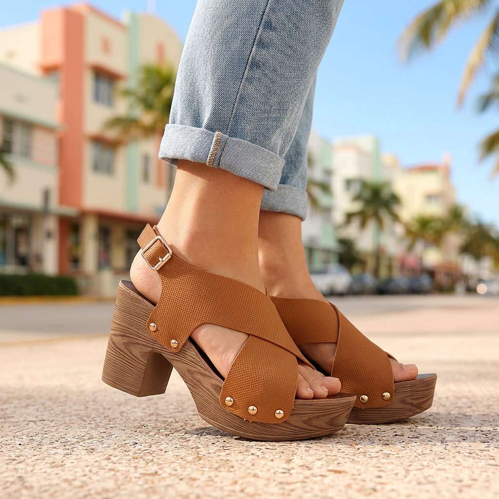 Women's Crossover Design Platform Sandals Corvine