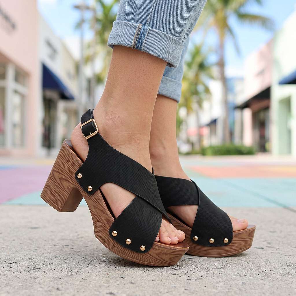 Women's Crossover Design Platform Sandals Corvine