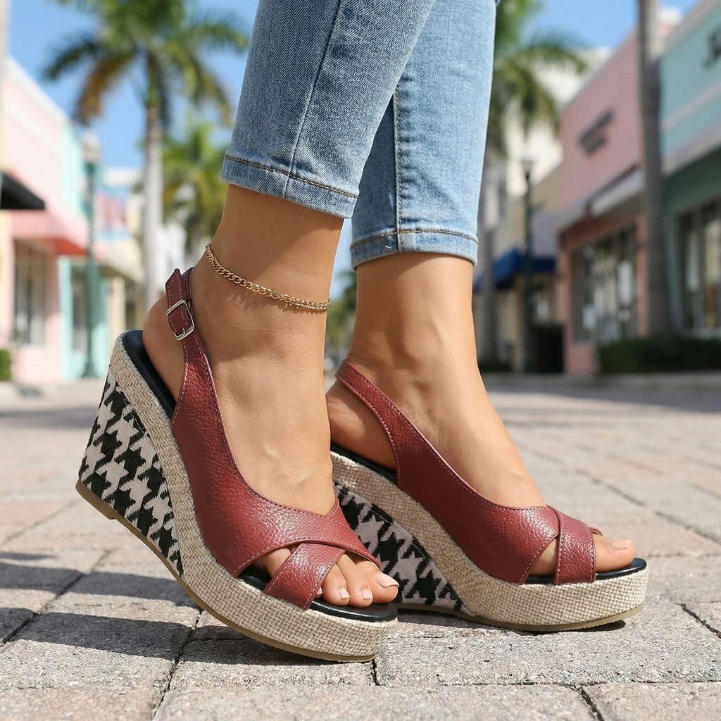 Women's Crossover Upper Wedge Heel Shoes Corvine