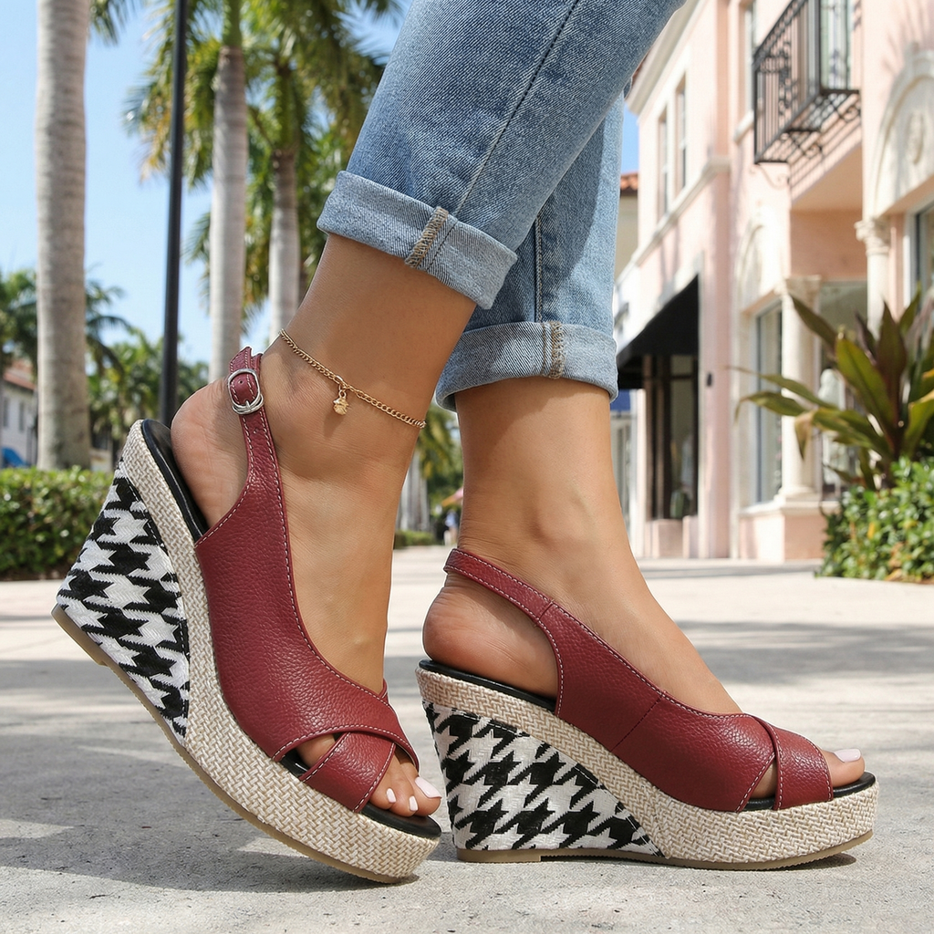 Women's Crossover Upper Wedge Heel Shoes Corvine