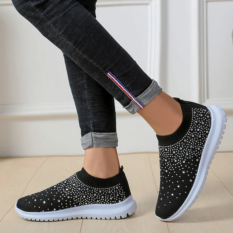 Women's Crystal Embellished Slip-On Trainers Corvine