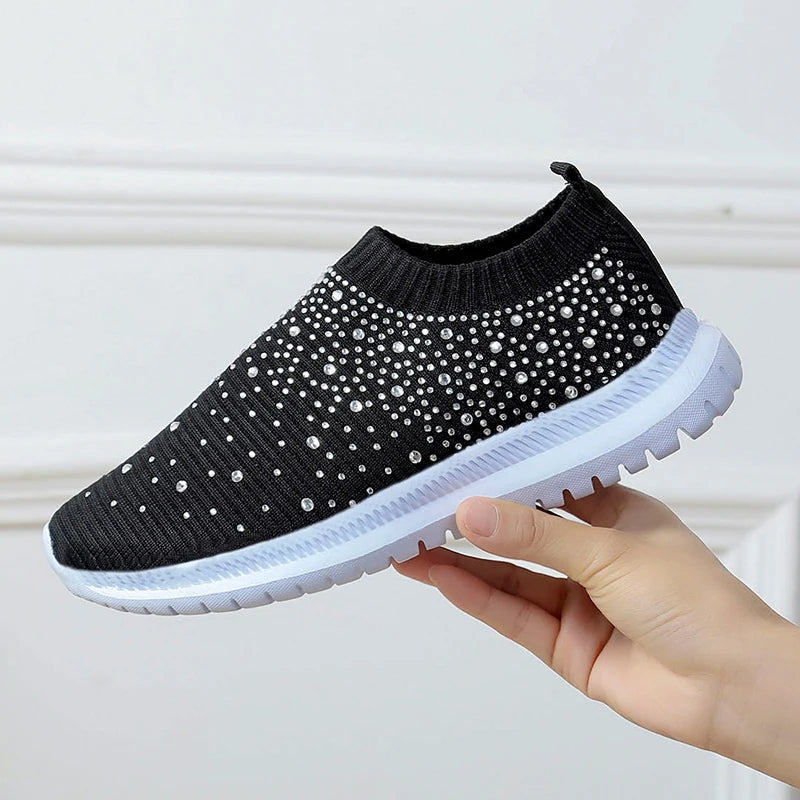 Women's Crystal Embellished Slip-On Trainers Corvine