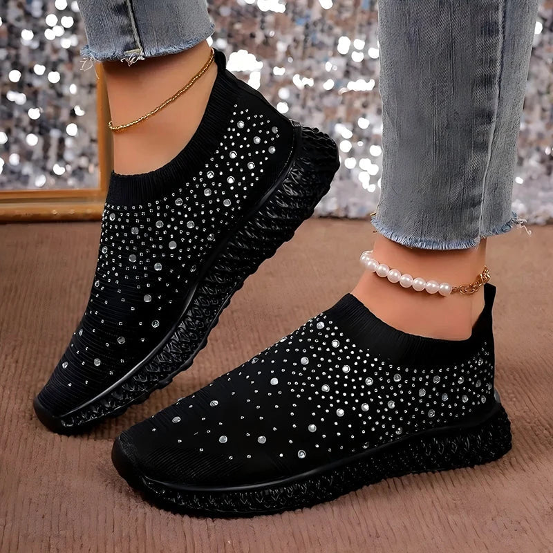 Women's Crystal Embellished Slip-On Trainers Corvine