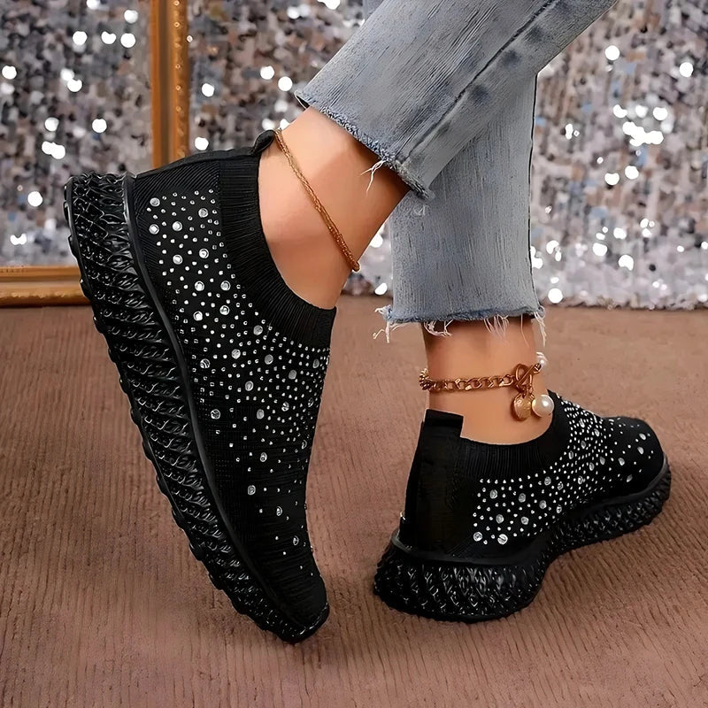 Women's Crystal Embellished Slip-On Trainers Corvine