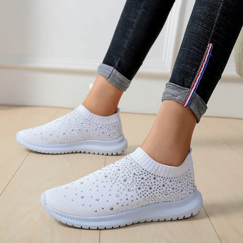 Women's Crystal Embellished Slip-On Trainers Corvine