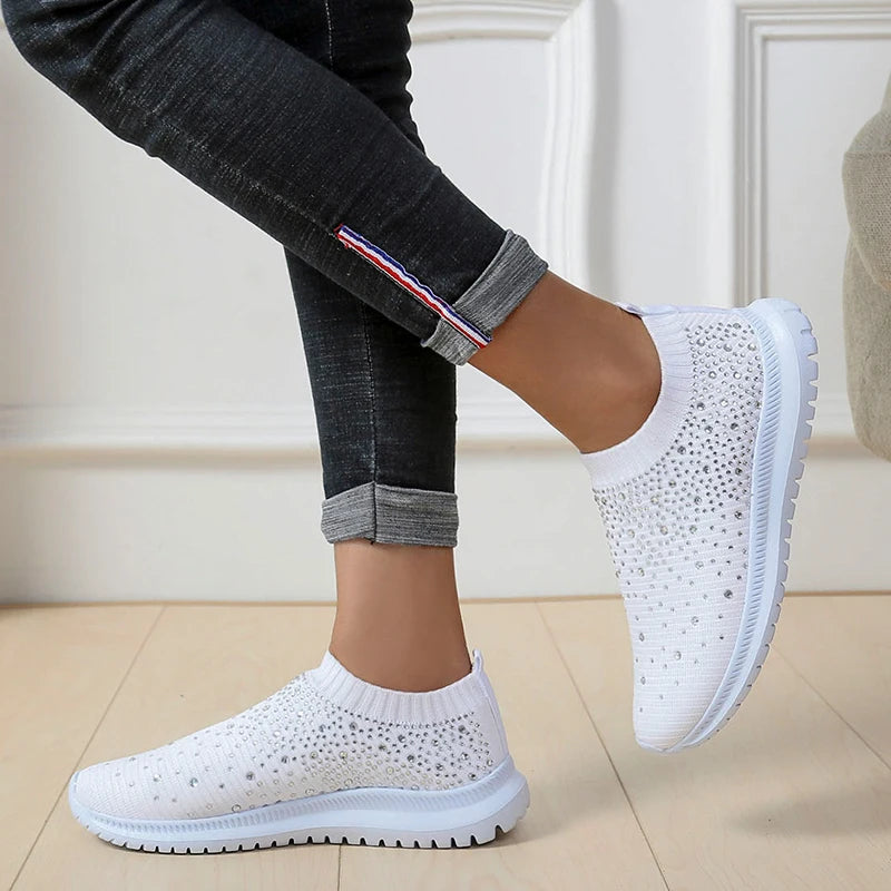 Women's Crystal Embellished Slip-On Trainers Corvine