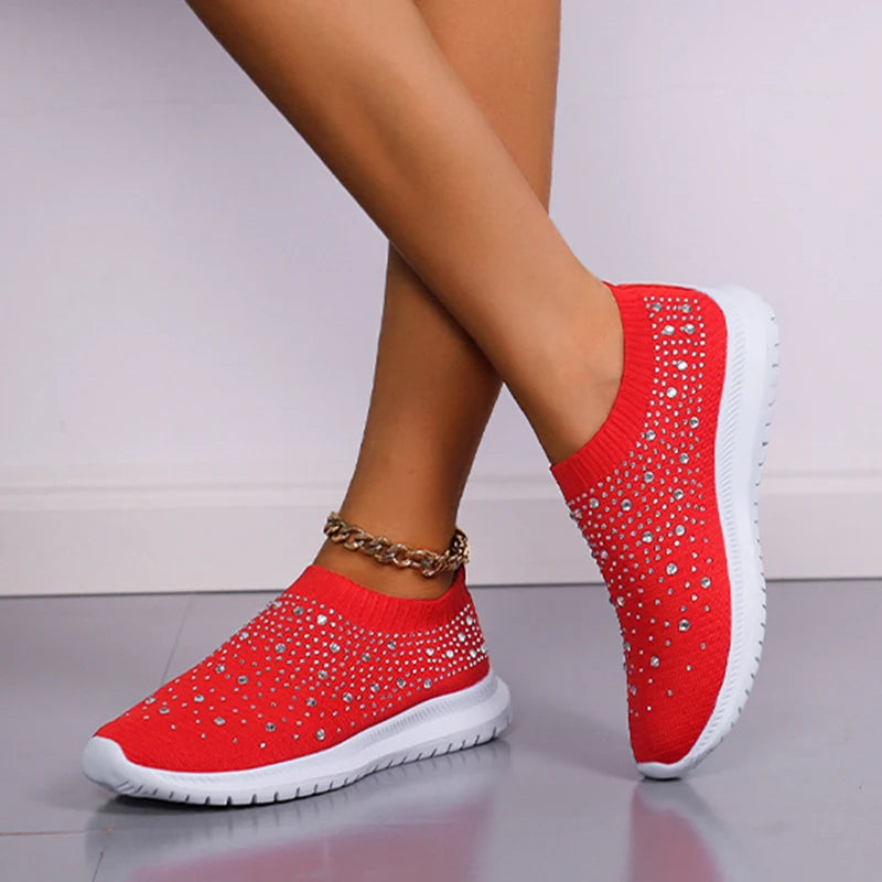 Women's Crystal Embellished Slip-On Trainers Corvine