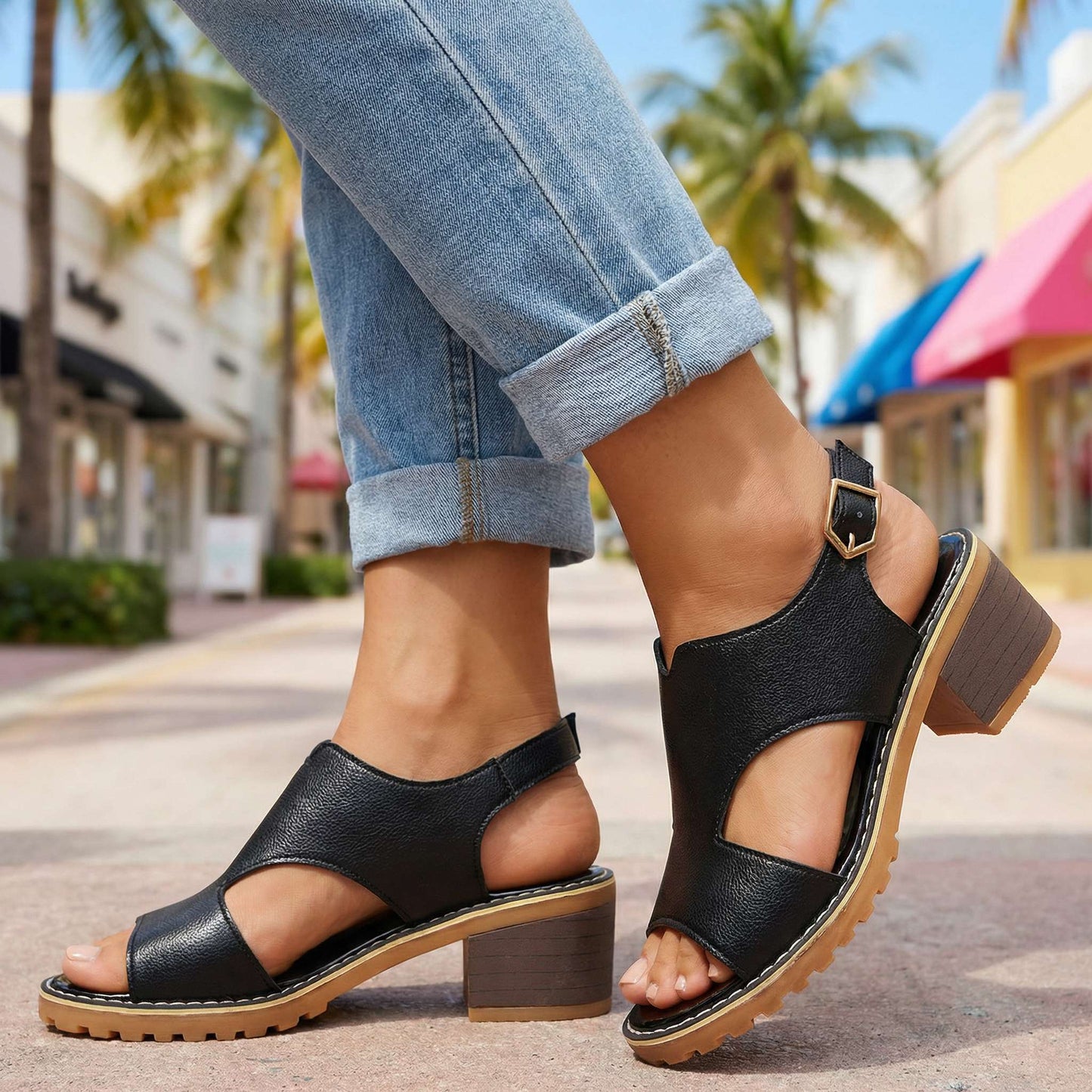 Women's Cushioned Block Heel Sandals Corvine
