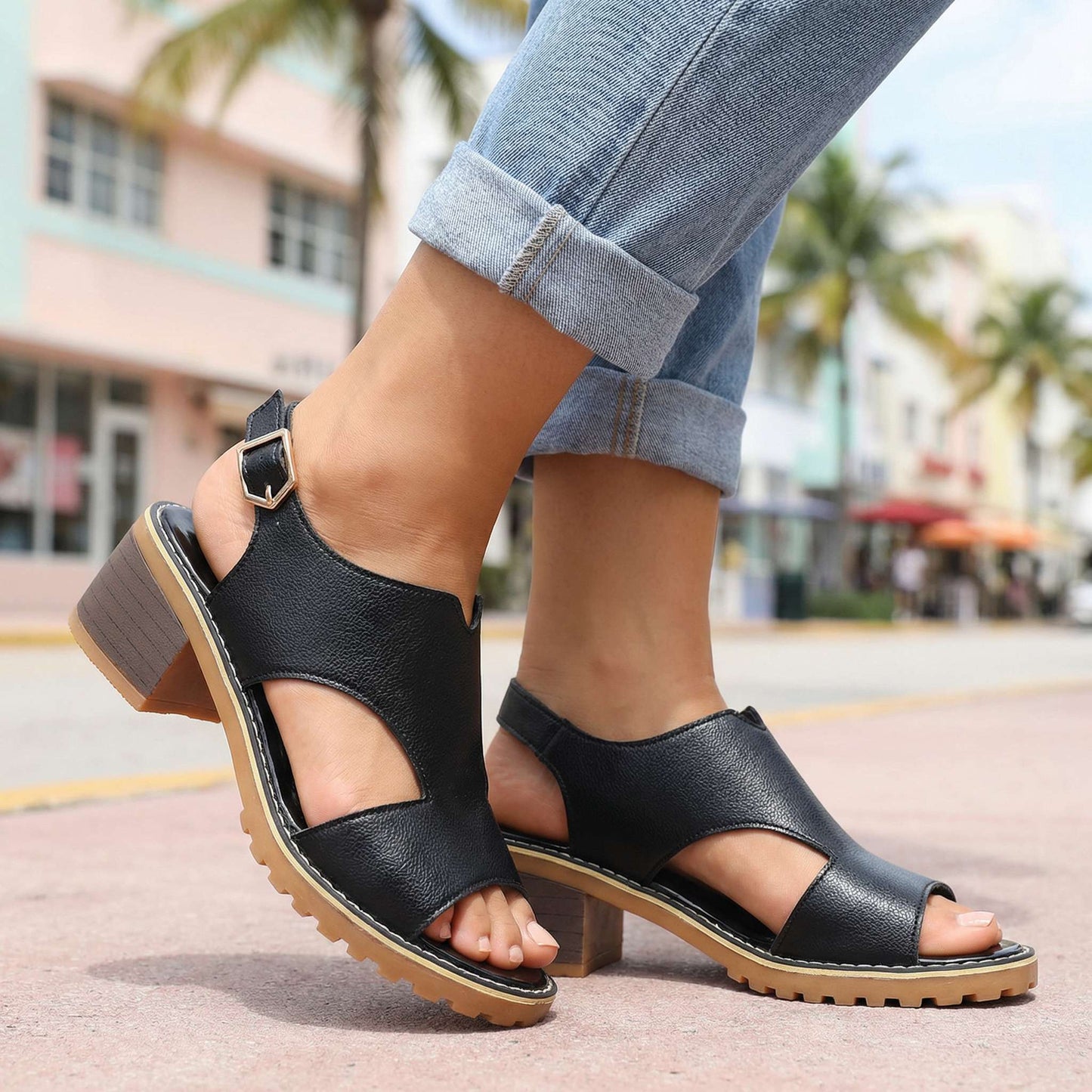 Women's Cushioned Block Heel Sandals Corvine