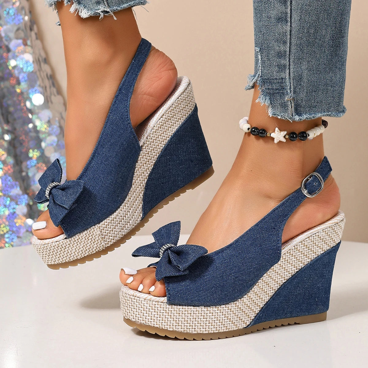 Women's Denim Wedge Platform Sandals Corvine