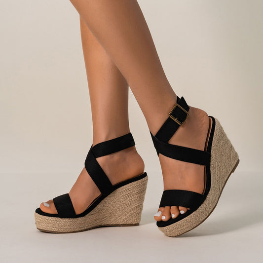Women's Durable Canvas Espadrille Wedge Sandals Corvine