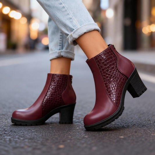 Women's Embossed Leather Chelsea Boots Corvine