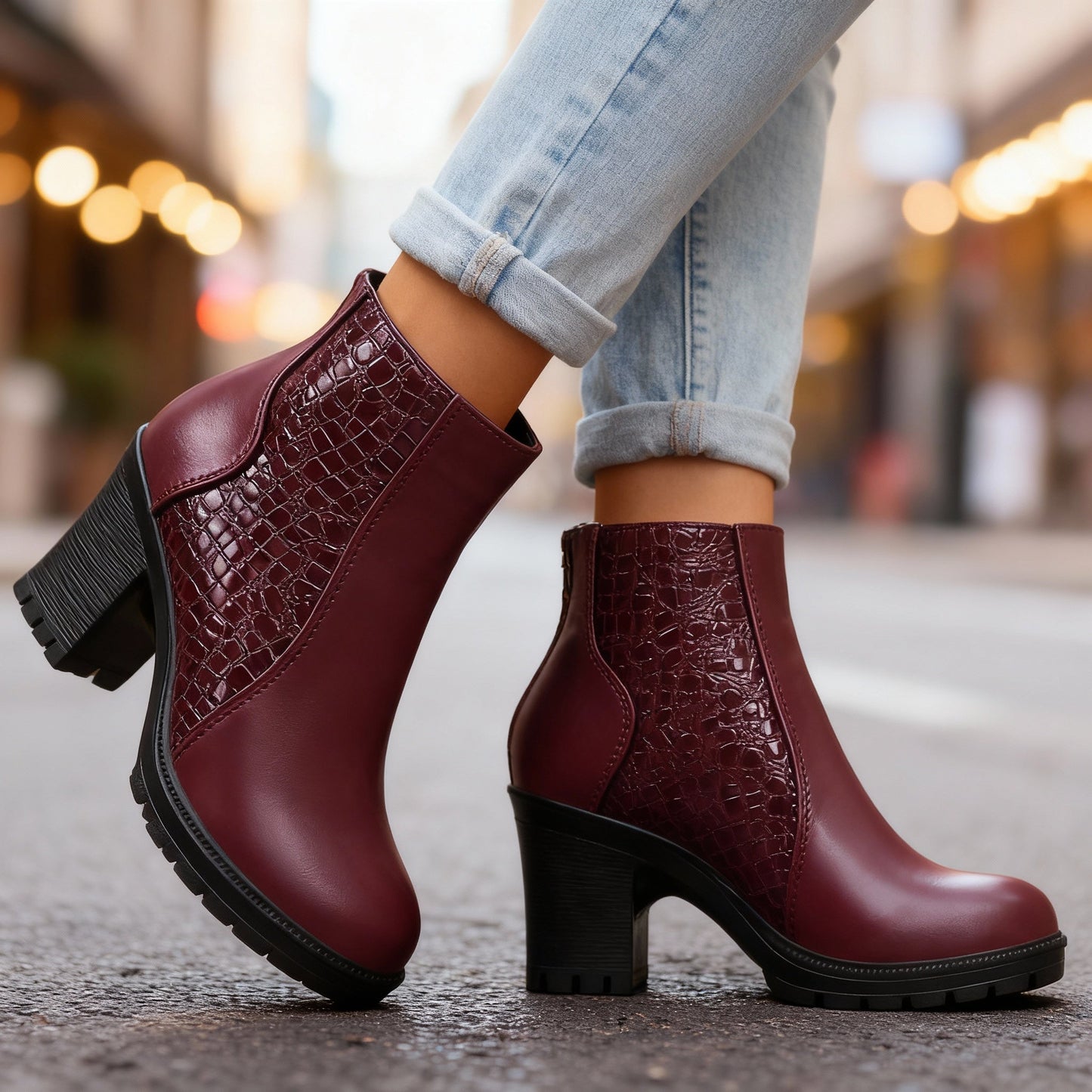 Women's Embossed Leather Chelsea Boots Corvine