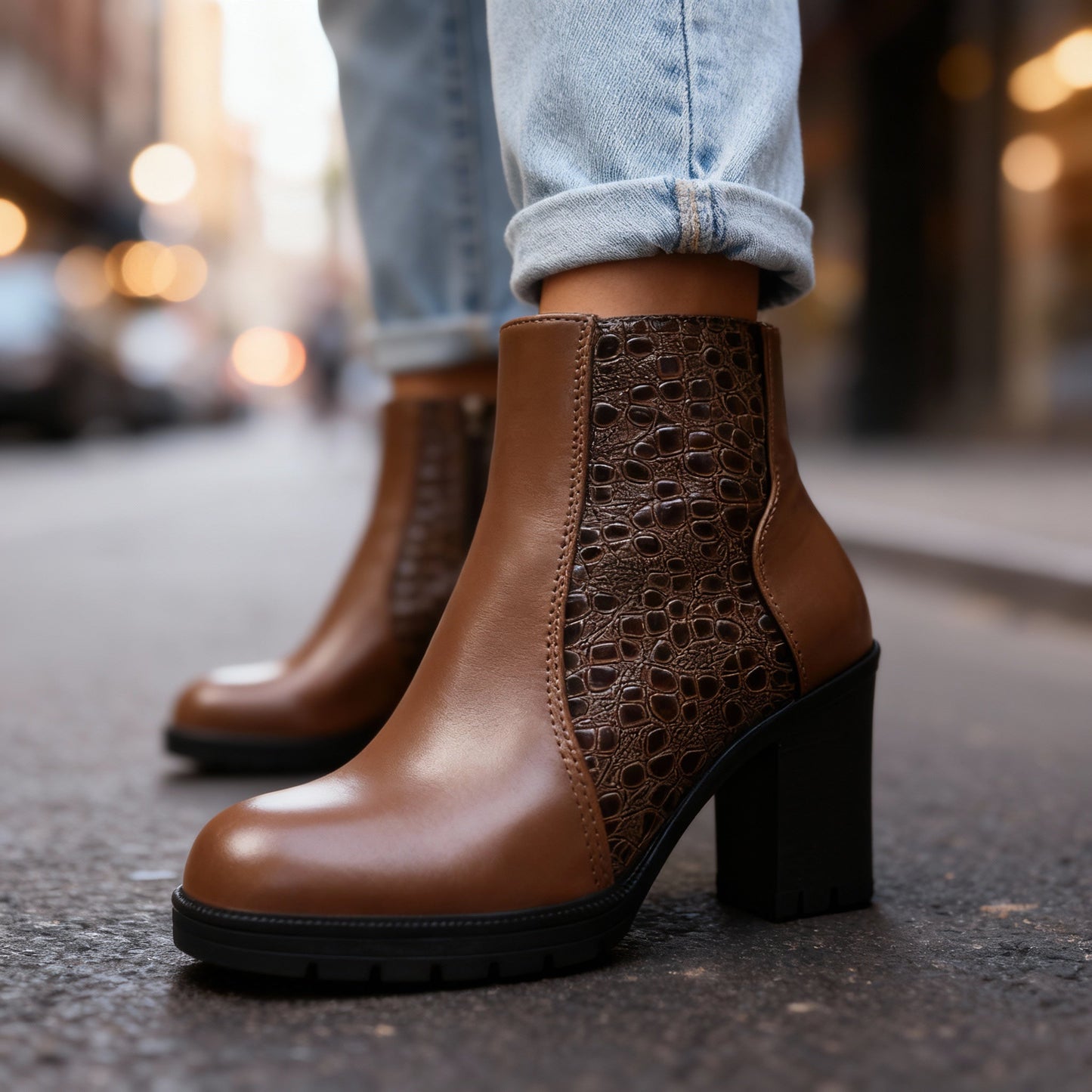 Women's Embossed Leather Chelsea Boots Corvine