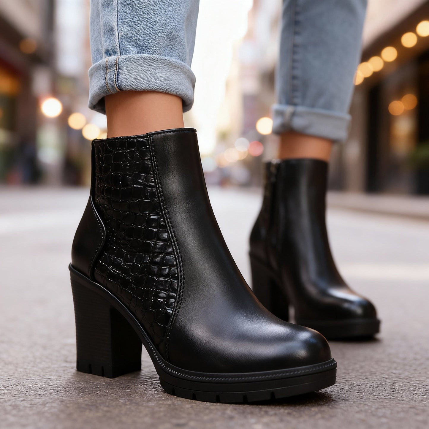 Women's Embossed Leather Chelsea Boots Corvine