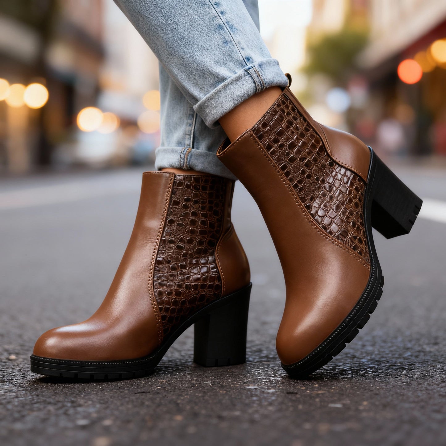 Women's Embossed Leather Chelsea Boots Corvine
