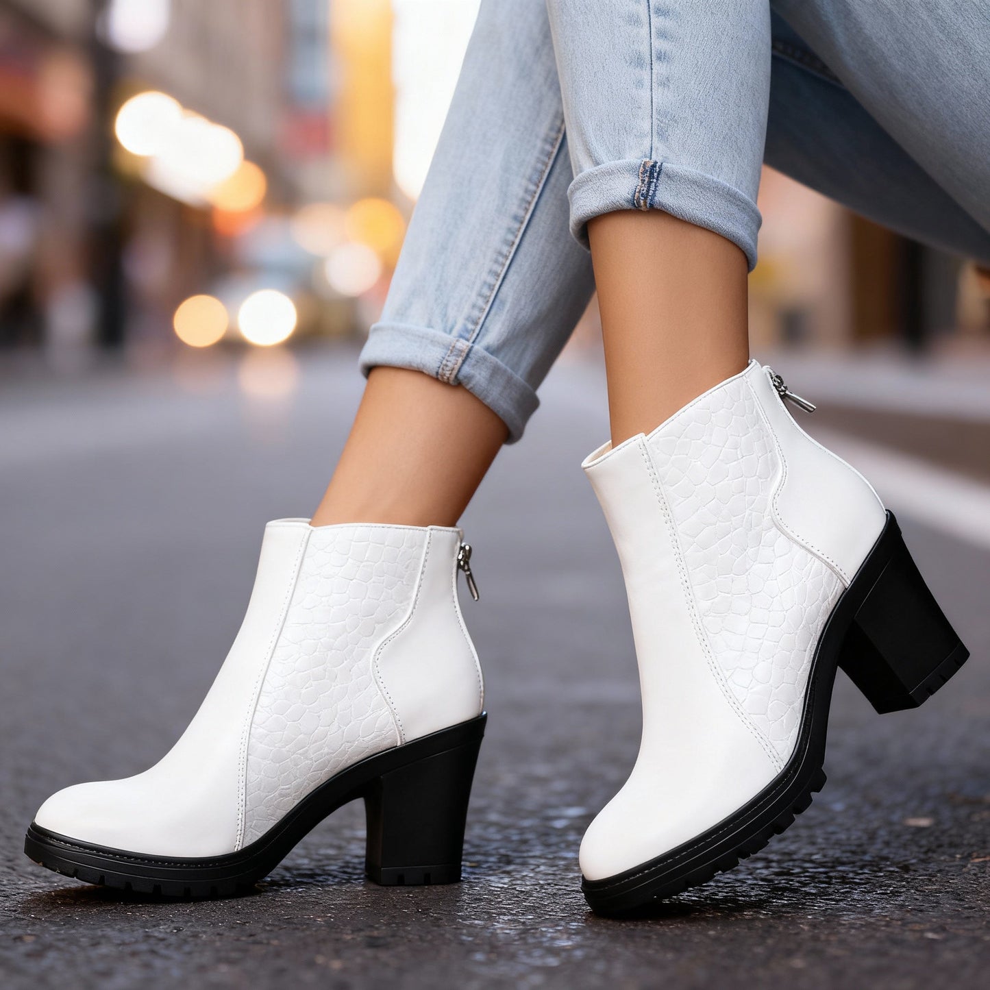 Women's Embossed Leather Chelsea Boots Corvine