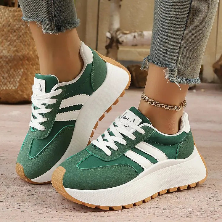 Women's Faux Leather Platform Trainers Corvine