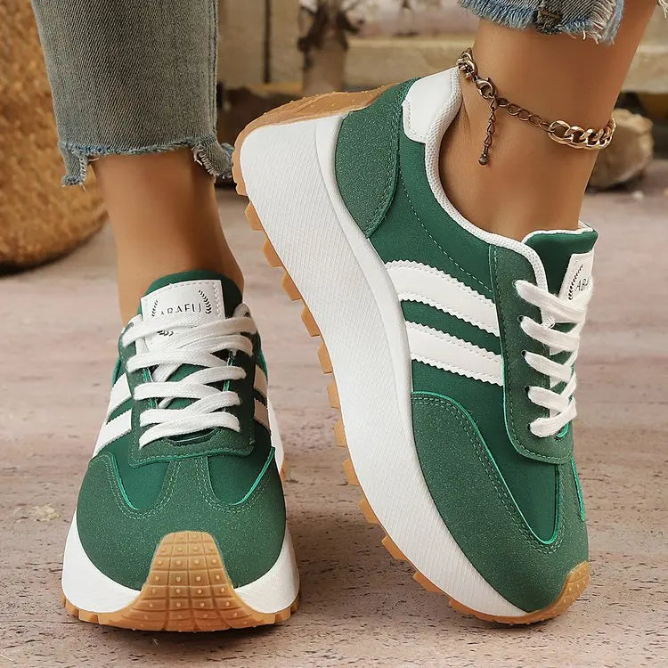 Women's Faux Leather Platform Trainers Corvine