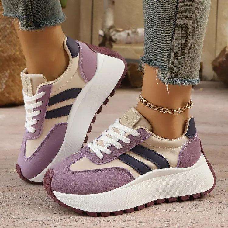 Women's Faux Leather Platform Trainers Corvine