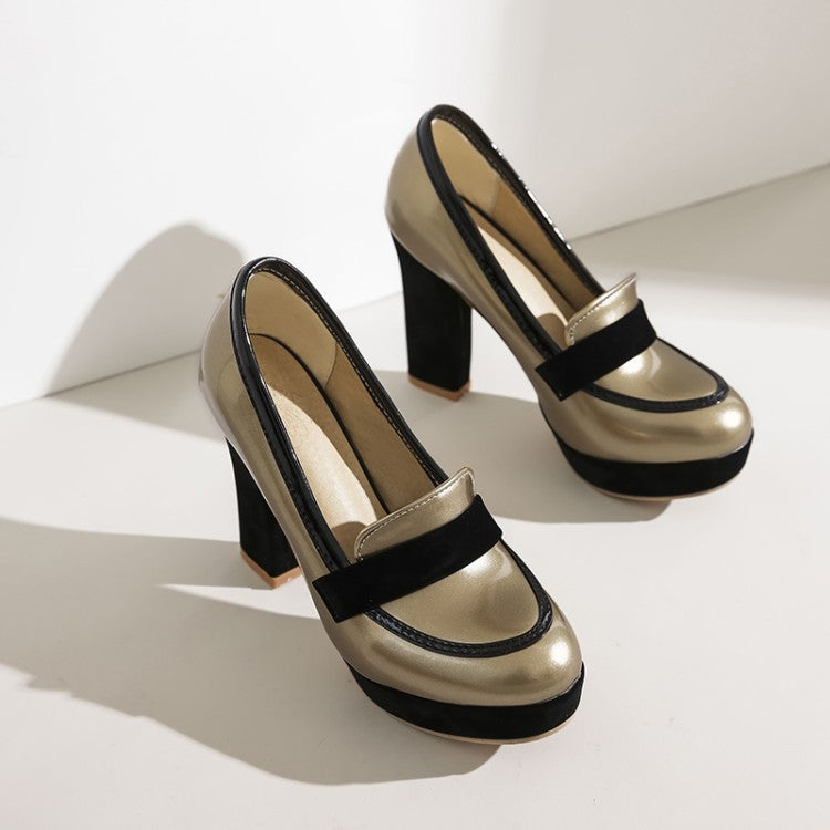 Women's Faux Leather Square Heel Loafers Corvine