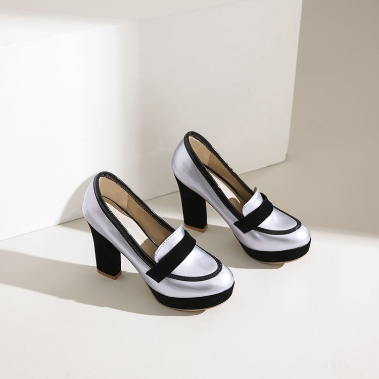 Women's Faux Leather Square Heel Loafers Corvine