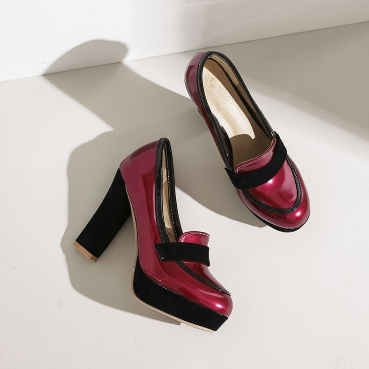 Women's Faux Leather Square Heel Loafers Corvine