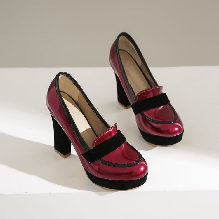 Women's Faux Leather Square Heel Loafers Corvine