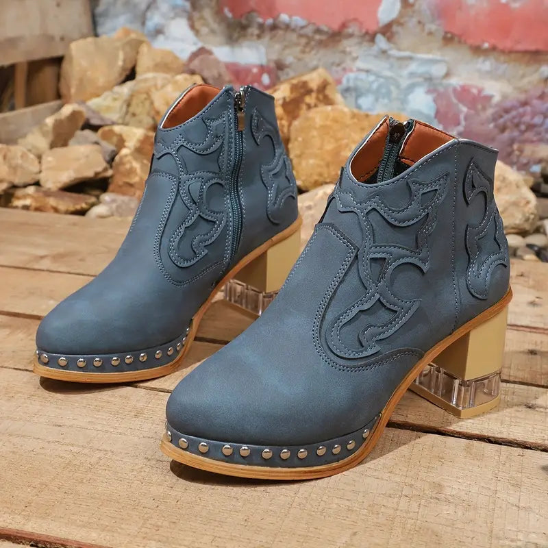 Women's Faux Leather Western Ankle Boots Corvine