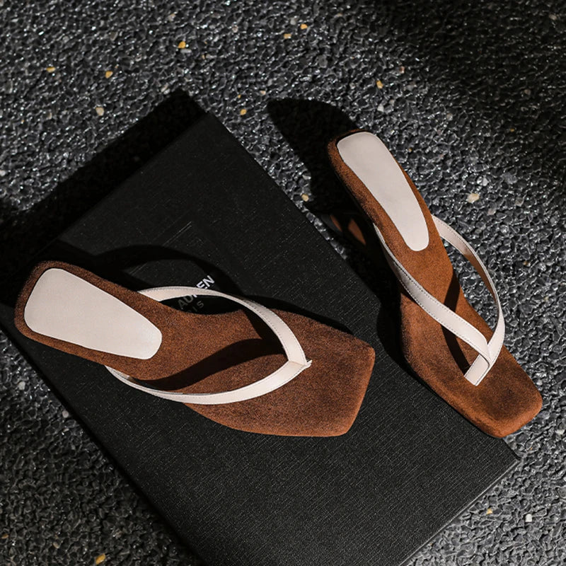 Women's Faux Suede Black Wedge Sandals Corvine