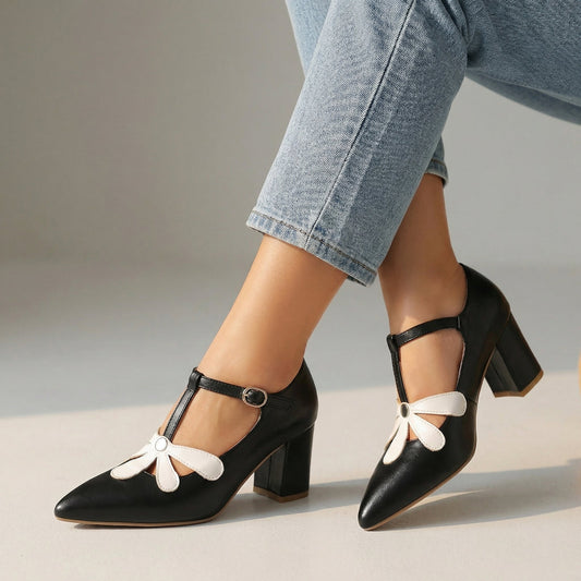 Women's Floral Detail Mary Jane Heels Corvine