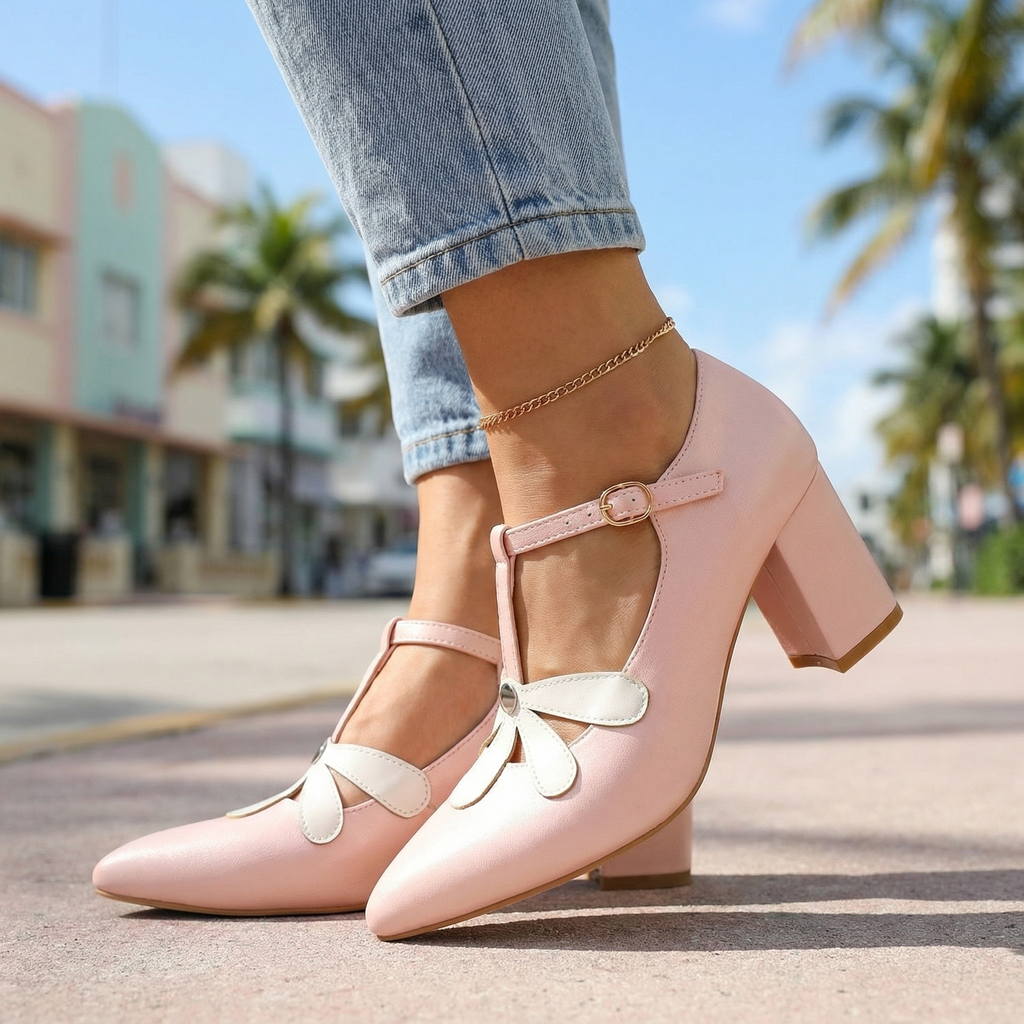 Women's Floral Detail Mary Jane Heels Corvine