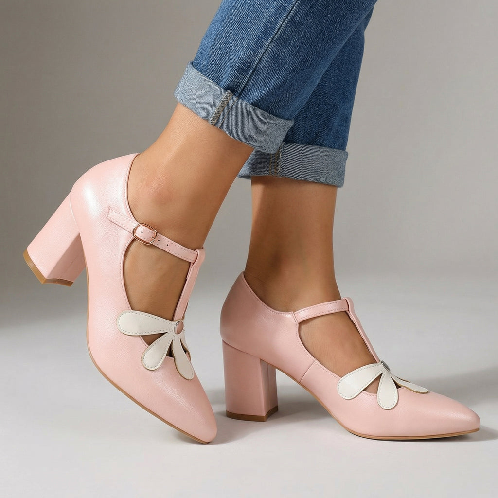 Women's Floral Detail Mary Jane Heels Corvine