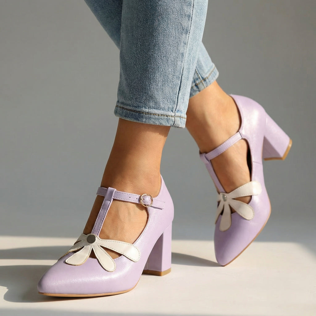 Women's Floral Detail Mary Jane Heels Corvine