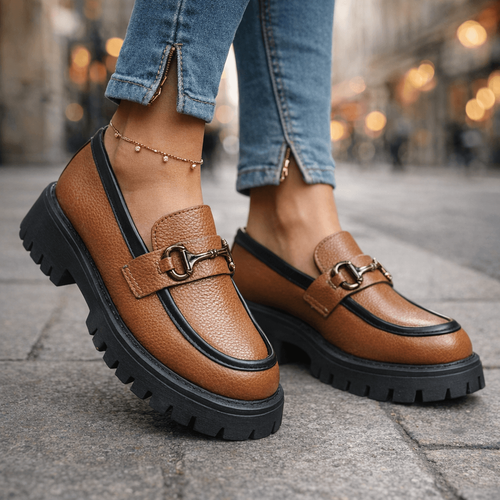 Women's Full-Grain Leather Chunky Lug Sole Loafers Corvine