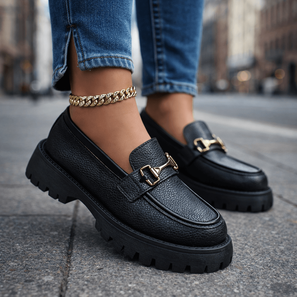 Women's Full-Grain Leather Chunky Lug Sole Loafers Corvine