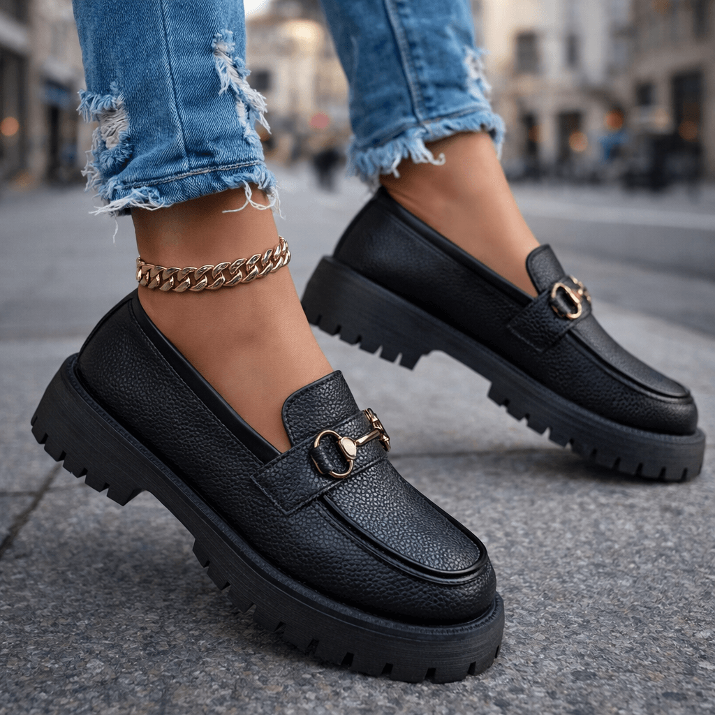 Women's Full-Grain Leather Chunky Lug Sole Loafers Corvine